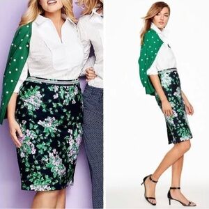 TALBOT’S Pencil Blue Floral Lined Skirt 16 Oprah Magazine Classic career casual